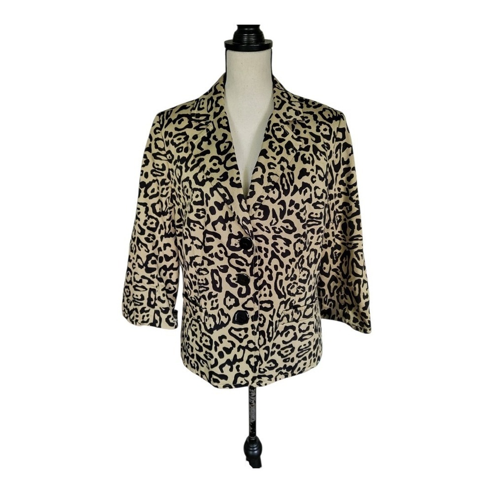 Linea by Louis Dell'Olio Women's Cheetah Animal Print Blazer Jacket‎ Size M